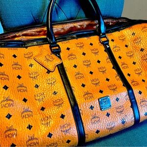 MCM Visetos Travel Bag - Cognac Leather